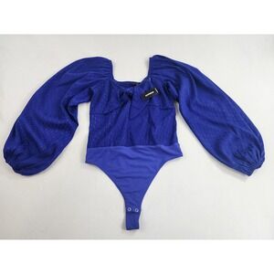Express blouse bodysuit womens S blue 08658025 31041324 stretch $70 ladies